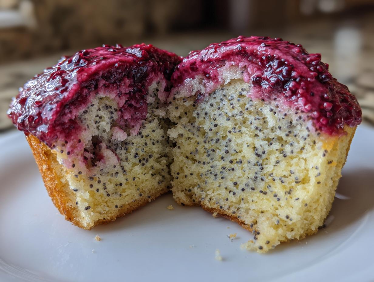 Lemon Poppy Seed Cupcakes with Blackberry Frosting - detail 2
