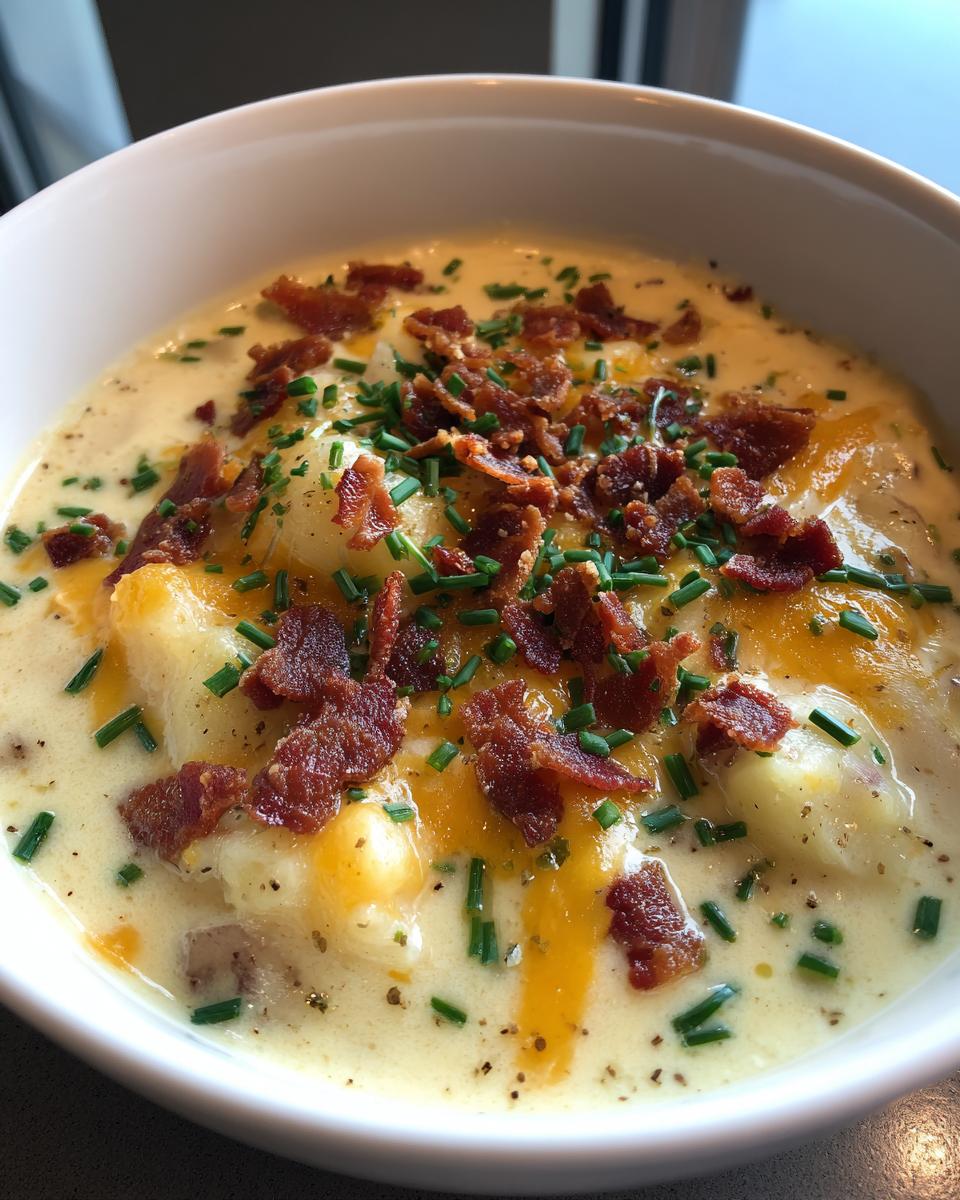 Loaded Baked Potato Soup (Cheese, Bacon & Chives) - detail 1