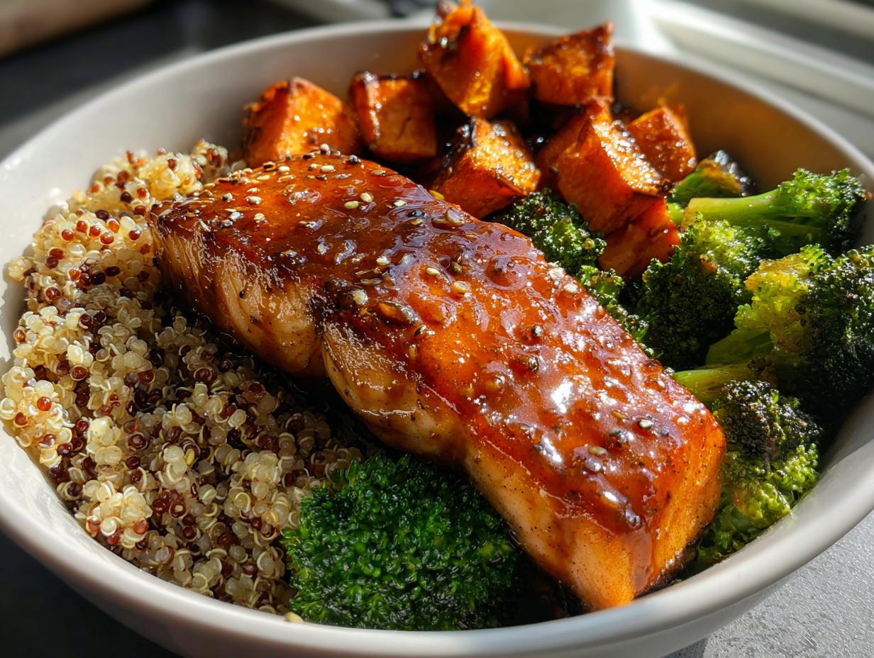Maple Mustard Salmon & Sweet Potato Bowls - detail 1