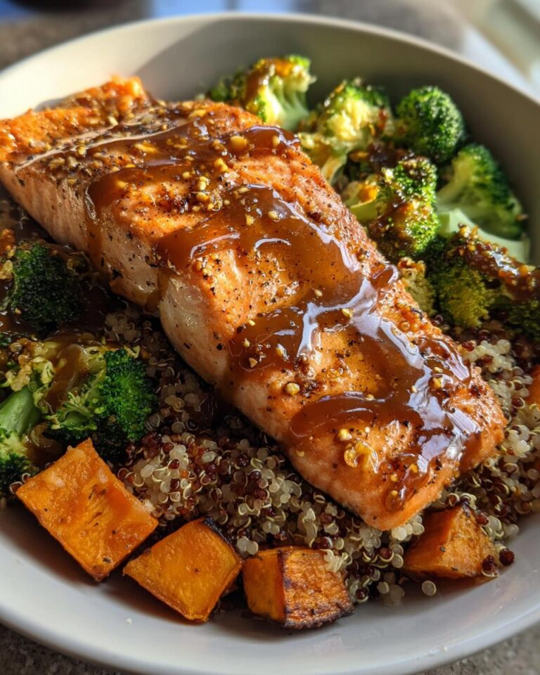 Maple Mustard Salmon & Sweet Potato Bowls