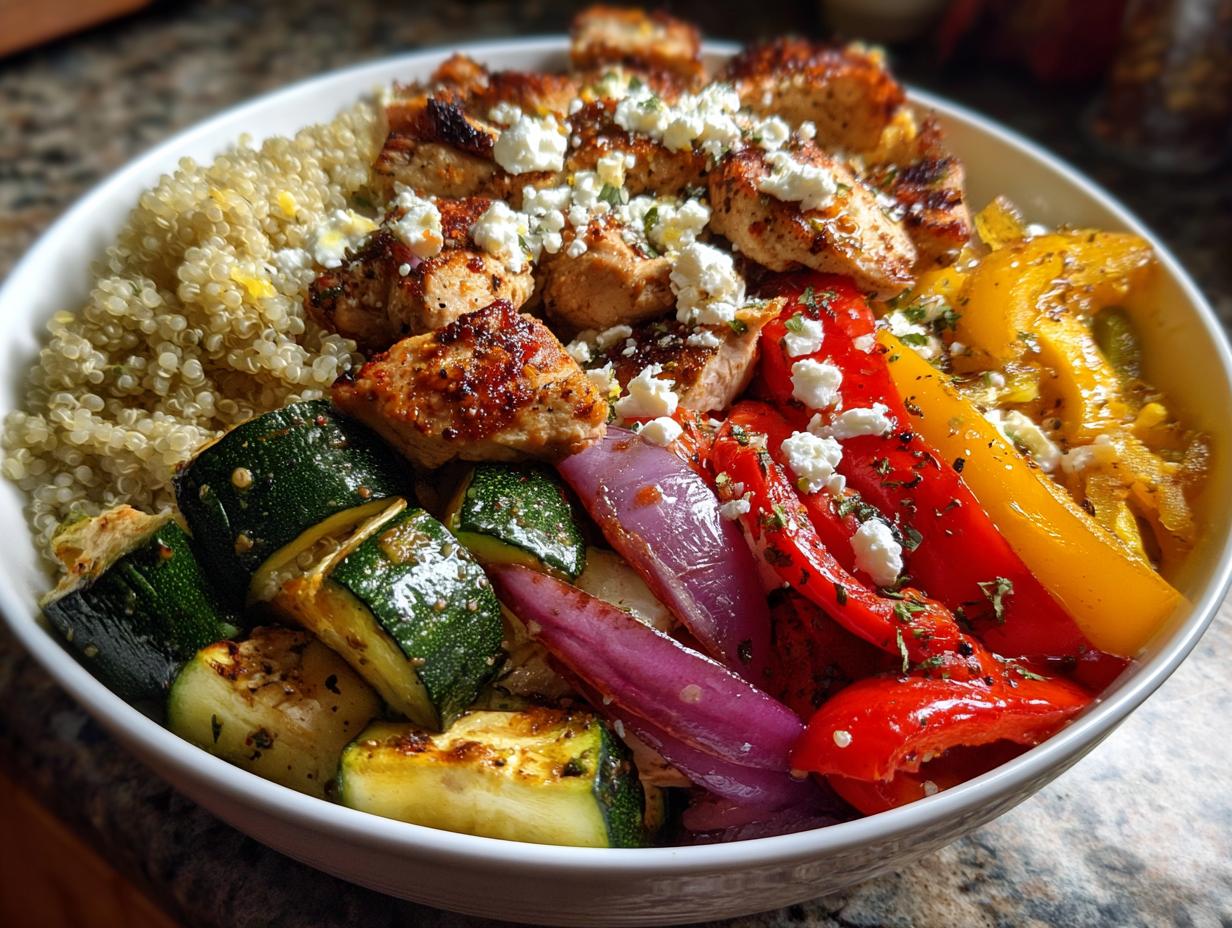 Mediterranean Chicken & Roasted Veggie Bowls - detail 2