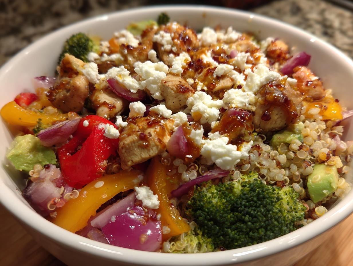 Roasted Chicken & Warm Quinoa Bowls: 3 Steps to Delicious! 4 Roasted Chicken & Warm Quinoa Veggie Bowls - detail 1