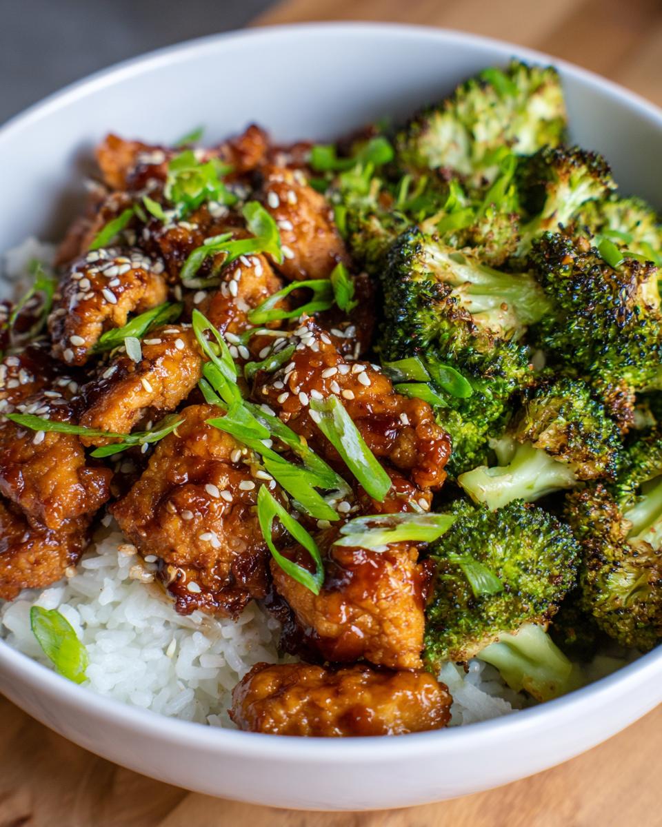 Spicy Honey Chicken: 1 Bowl of Deliciousness! 4 Spicy Honey Chicken & Roasted Broccoli Bowls - detail 1