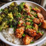 Spicy Honey Chicken & Roasted Broccoli Bowls