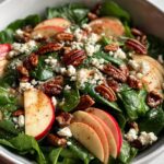 Spinach Apple Salad with Candied Pecans & Feta