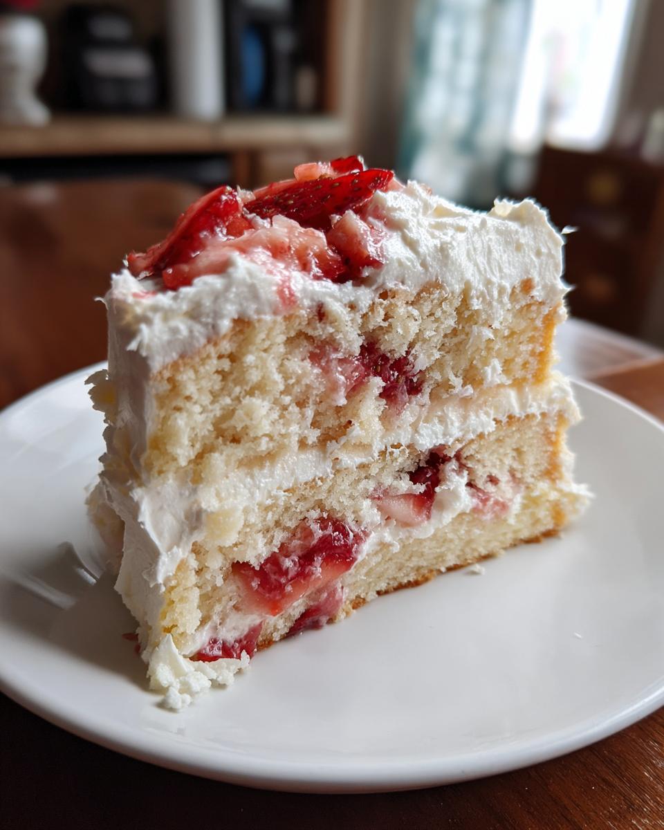 Strawberry Vanilla Layer Cake with Whipped Cream Frosting - detail 1
