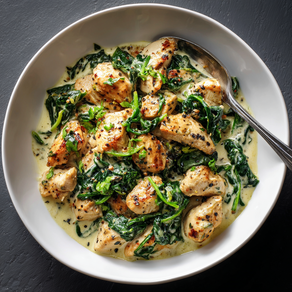 Easy Chicken & Bowl Dinners for Weeknight Comfort: Flavor-Packed Meals the Whole Family Will Crave 6 Creamy garlic chicken spinach bowl