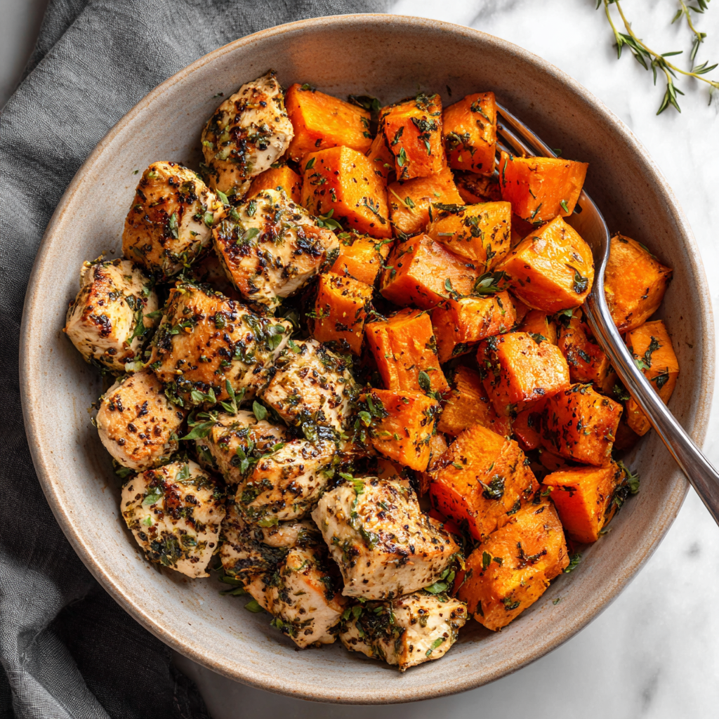 Easy Chicken & Bowl Dinners for Weeknight Comfort: Flavor-Packed Meals the Whole Family Will Crave 3 Garlic herb chicken sweet potato bowl