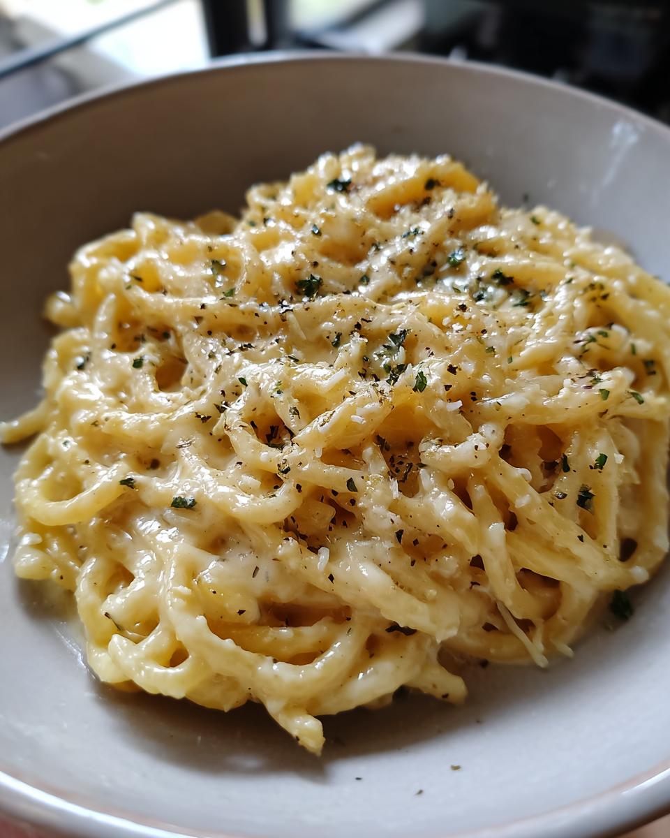 Creamy Pasta with Garlic and Cheese Sauce - detail 1