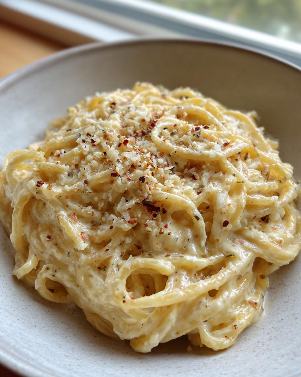 Creamy Pasta with Garlic and Cheese Sauce - detail 2