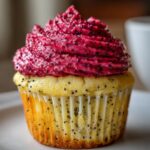 Lemon Poppy Seed Cupcakes with Blackberry Frosting