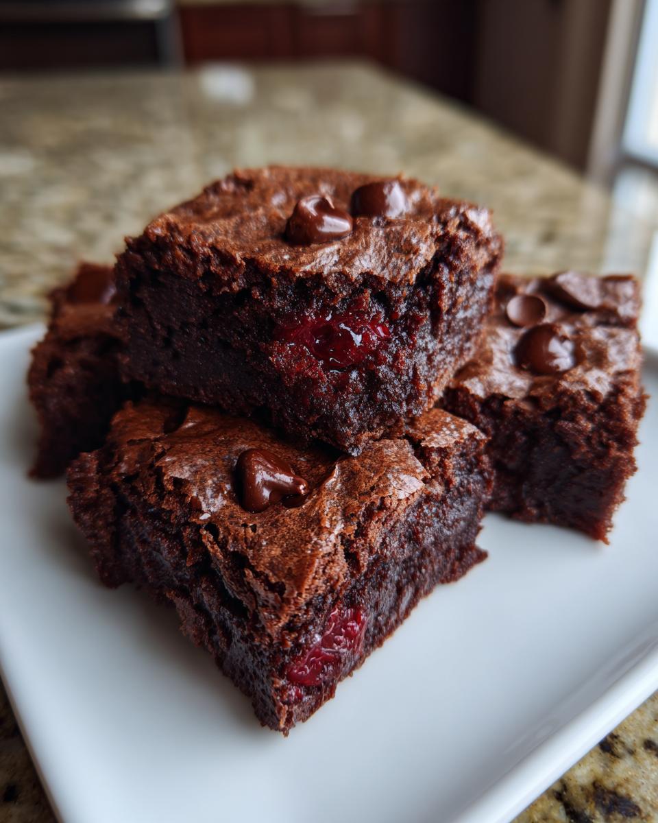 Chocolate Cherry Fudgy Brownies - detail 1