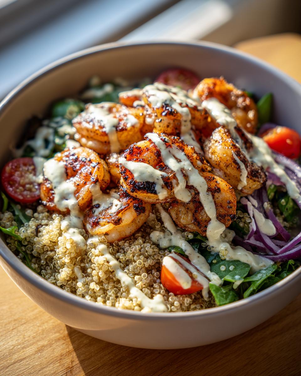 Grilled Shrimp Bowl with Creamy Garlic Sauce - detail 1
