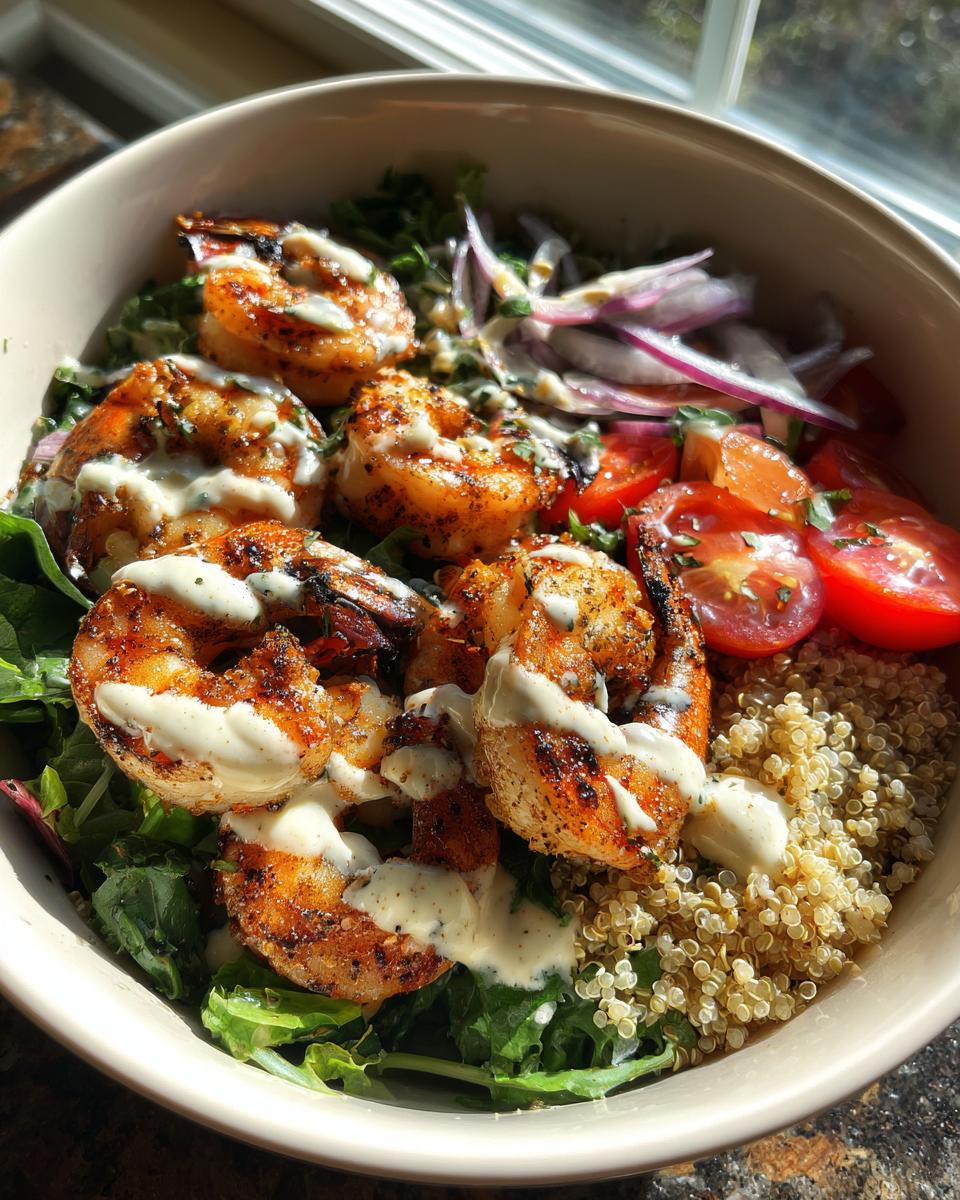Grilled Shrimp Bowl with Creamy Garlic Sauce - detail 2