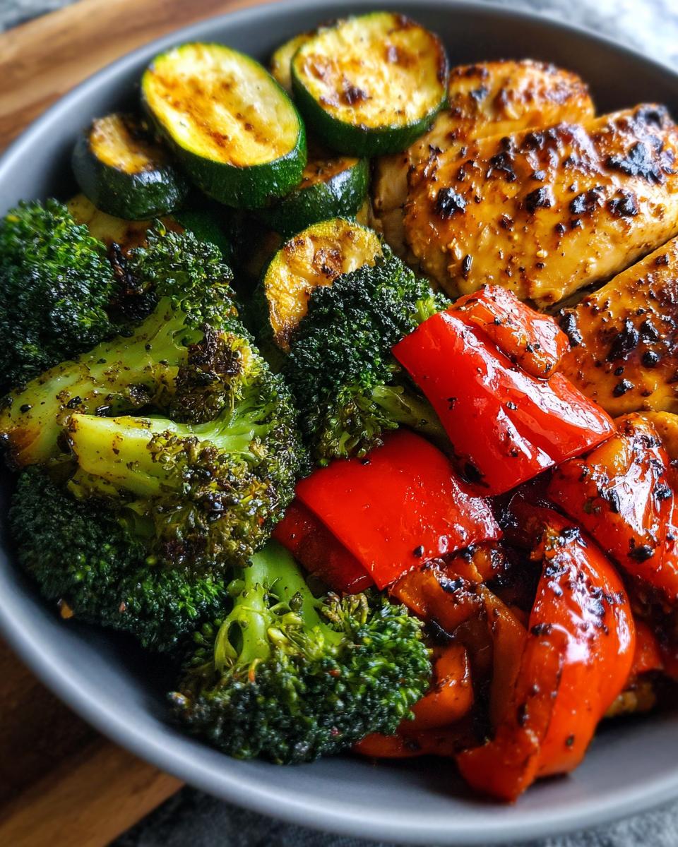 balsamic chicken roasted vegetable bowl simple dinner - detail 1