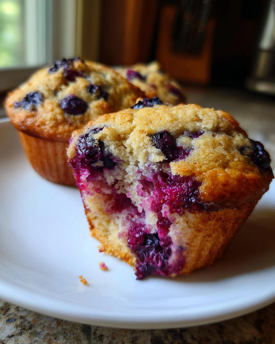 blueberry greek yogurt muffins fluffy soft - detail 1