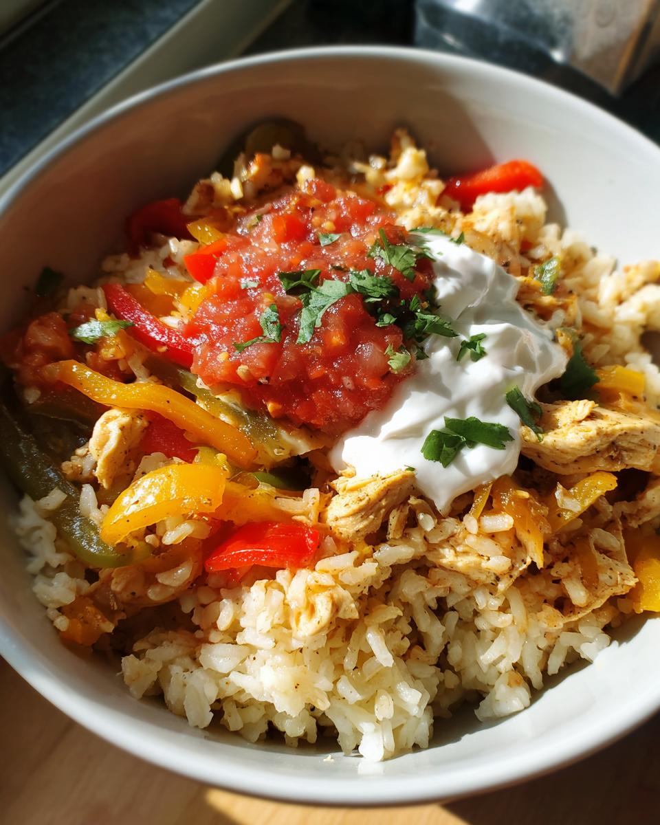 chicken fajita rice bowl easy meal prep - detail 2