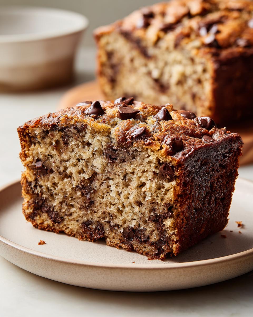 chocolate chip banana bread moist soft - detail 2