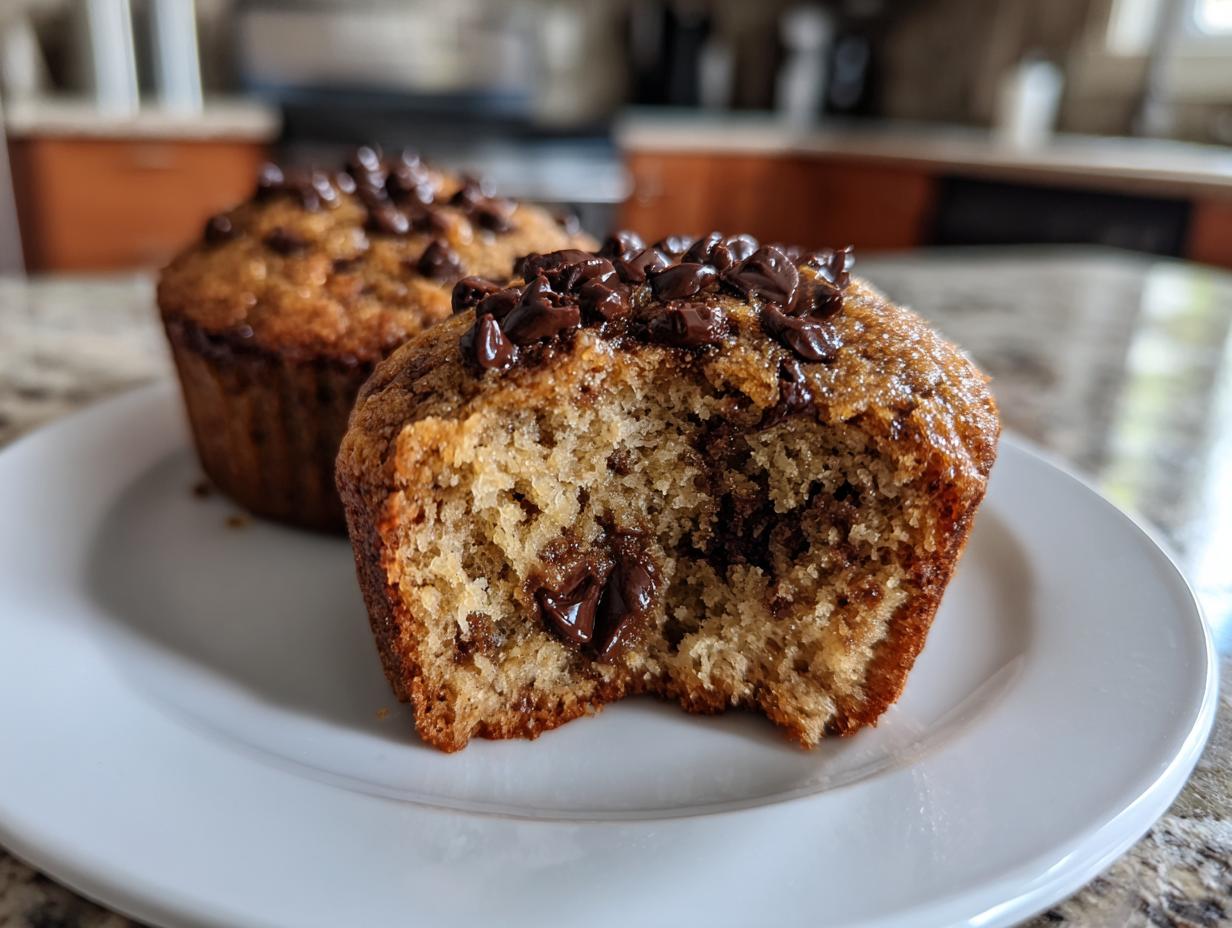 chocolate chip greek yogurt muffins fluffy - detail 1