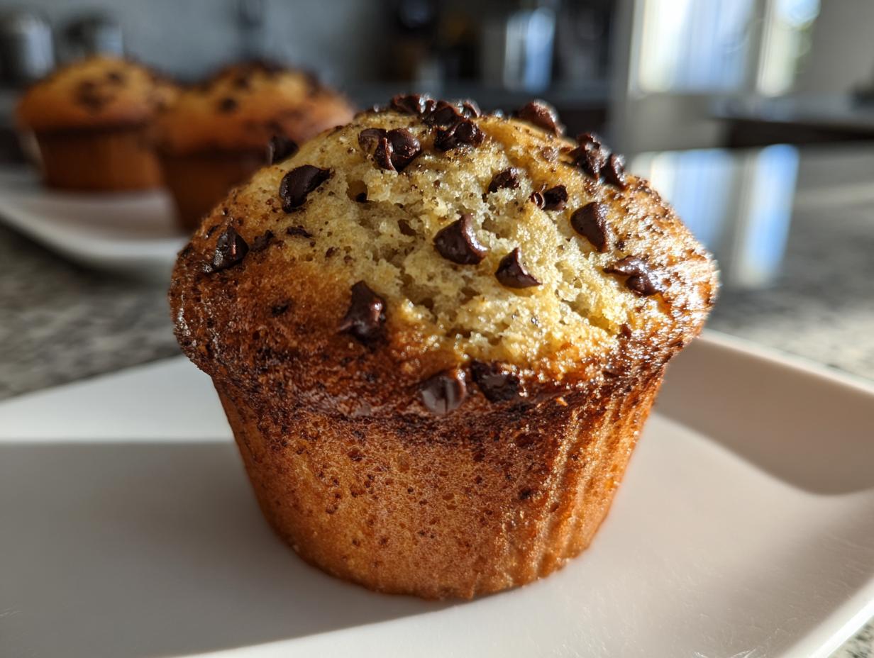 chocolate chip greek yogurt muffins fluffy - detail 2