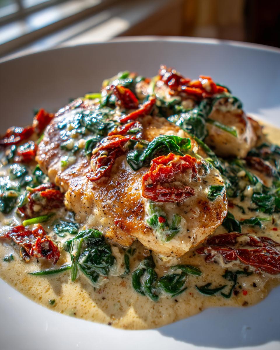 creamy tuscan garlic chicken skillet recipe - detail 1