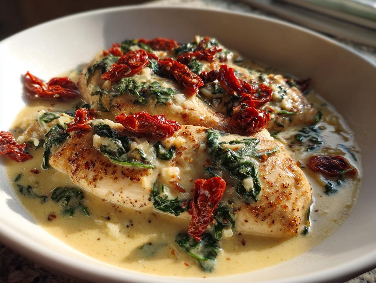 creamy tuscan garlic chicken skillet recipe - detail 2