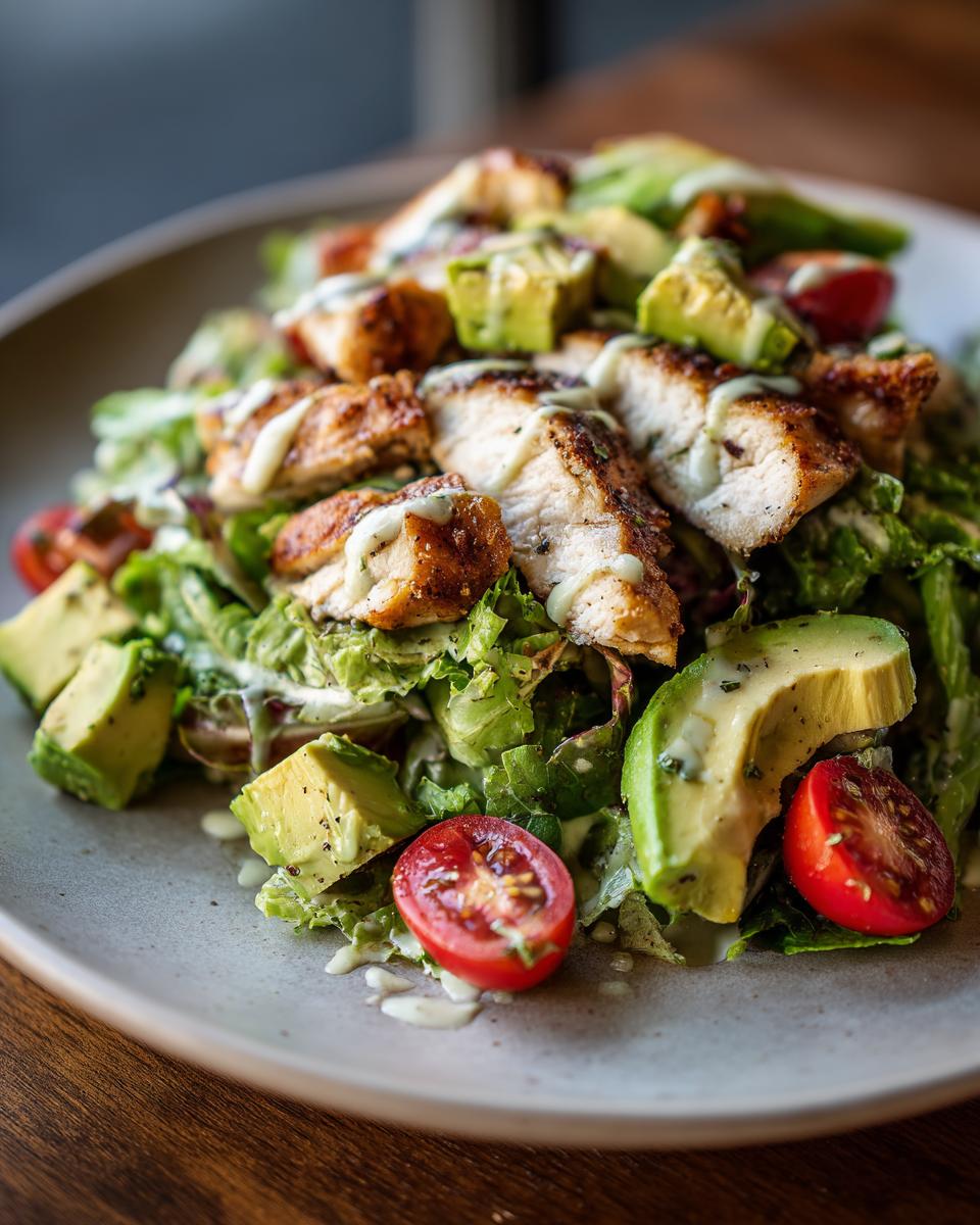 crispy chicken avocado salad high protein meal - detail 1