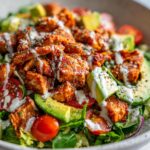 crispy chicken avocado salad high protein meal