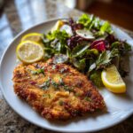 crispy chicken schnitzel with lemon herb salad recipe