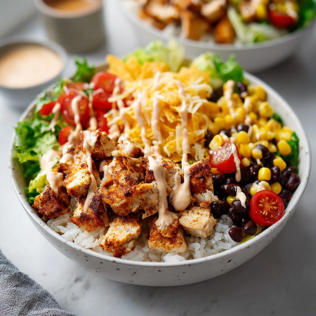 crunchy chicken taco bowl spicy creamy recipe - detail 1