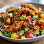 crunchy chicken tender salad high protein meal