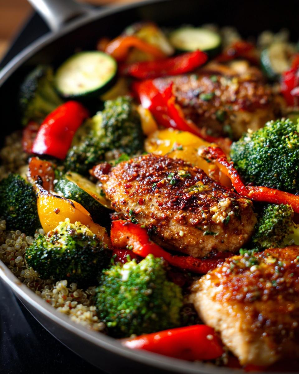 garlic butter chicken roasted veggie bowl - detail 1