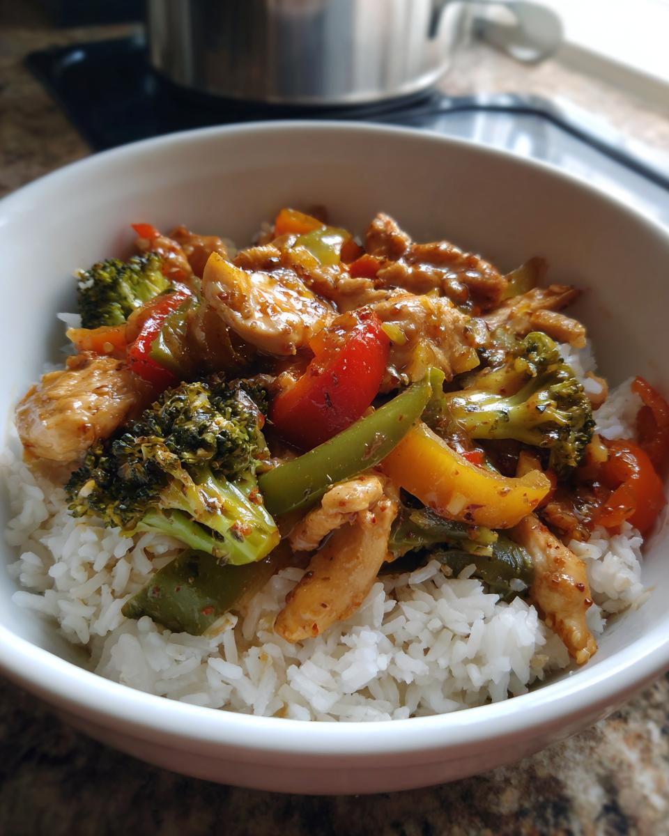 garlic chicken veggie bowl - detail 2