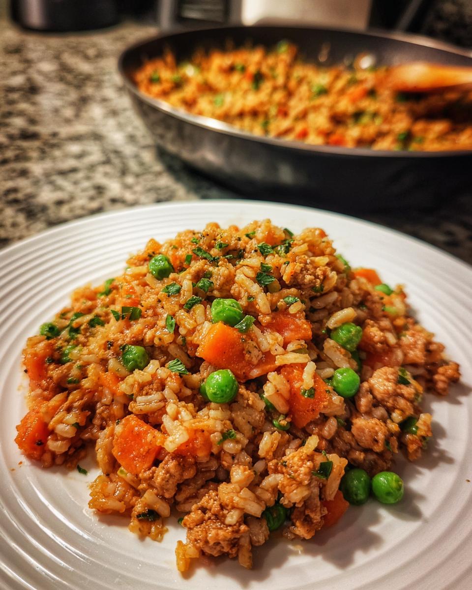 garlic herb ground turkey rice skillet easy meal - detail 1