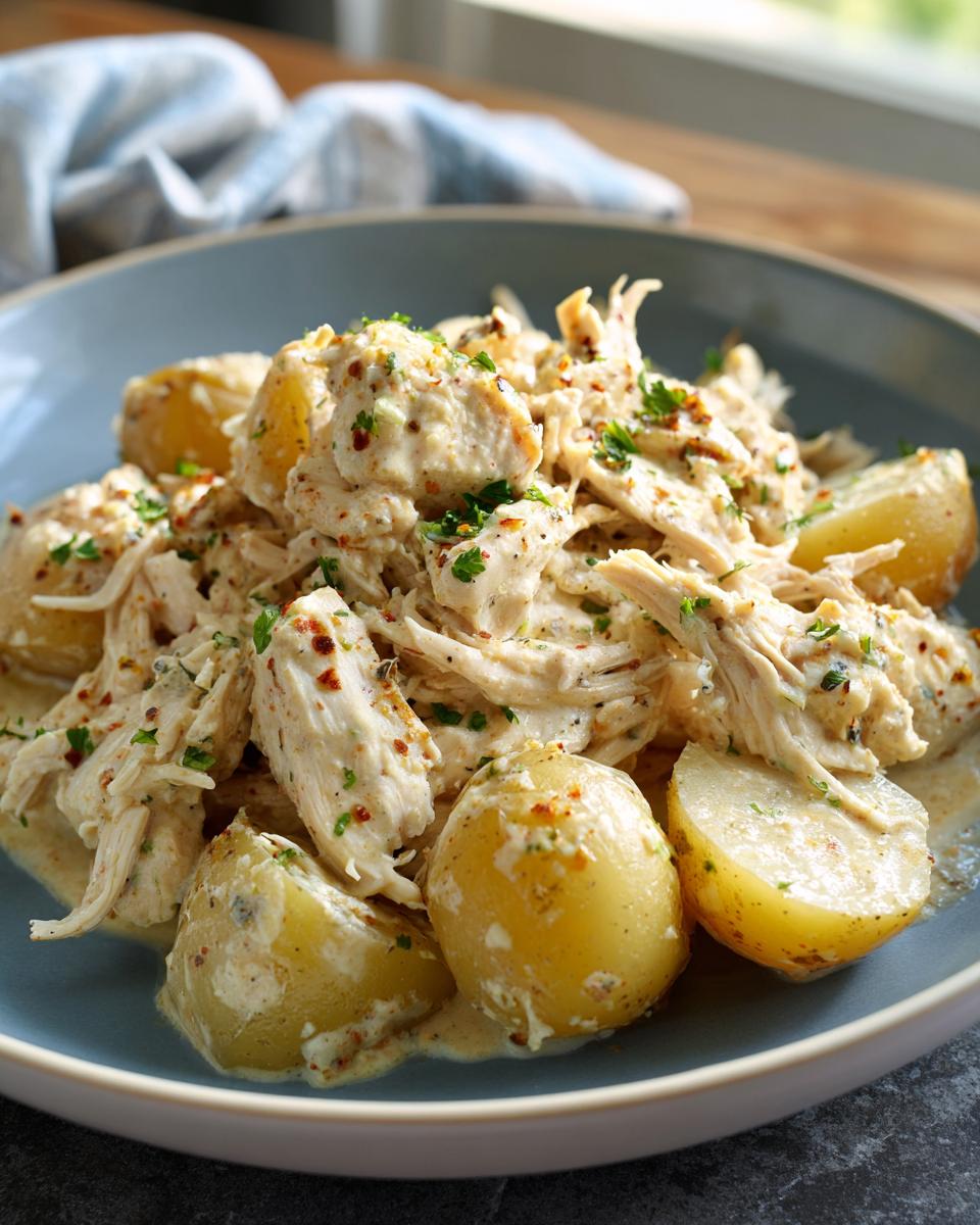 garlic parmesan crockpot chicken potatoes - detail 2