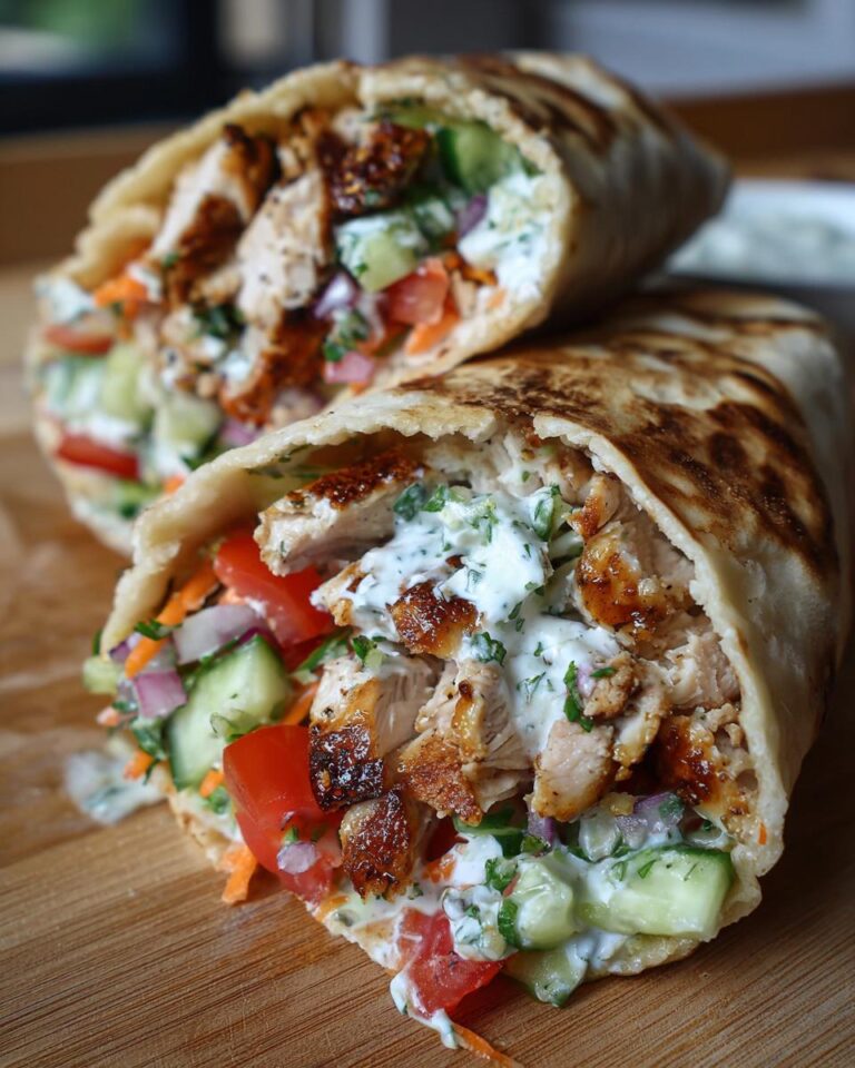 greek chicken pita wrap yogurt sauce healthy meal