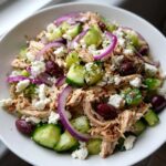 greek chicken salad cucumber feta healthy lunch