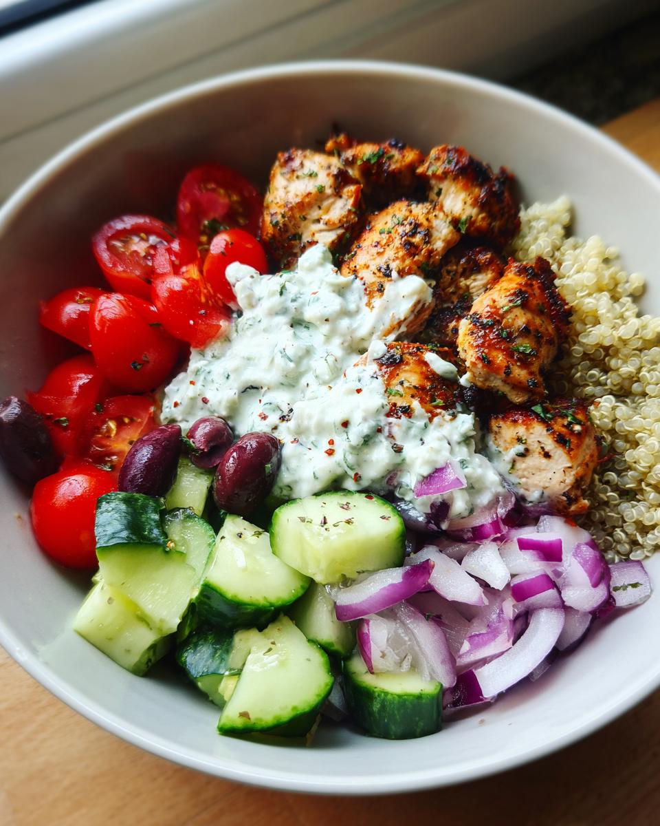 greek chicken tzatziki bowl fresh balanced meal - detail 1