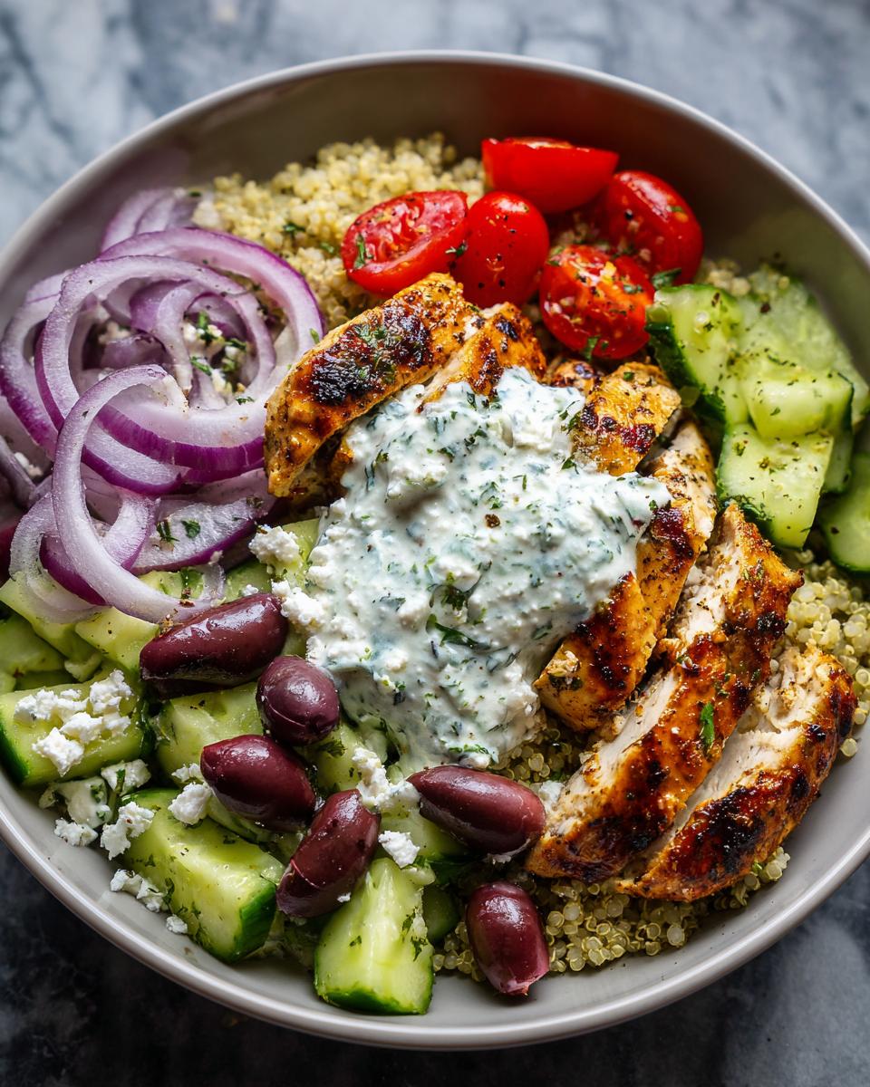 greek chicken tzatziki bowl fresh balanced meal - detail 2