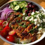 grilled mediterranean chicken rice bowl fresh herbs