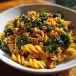 ground turkey kale pasta healthy protein recipe