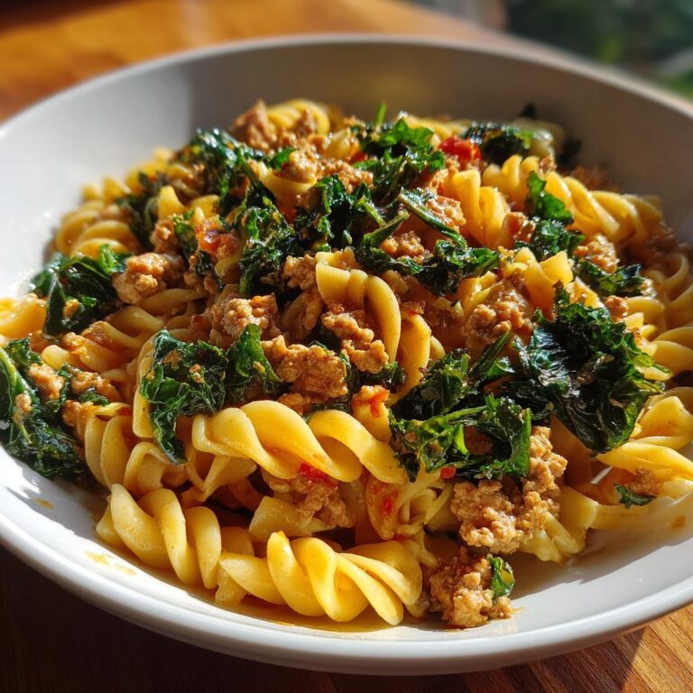 ground turkey kale pasta healthy protein recipe