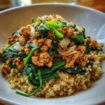 ground turkey quinoa bowl spinach healthy meal