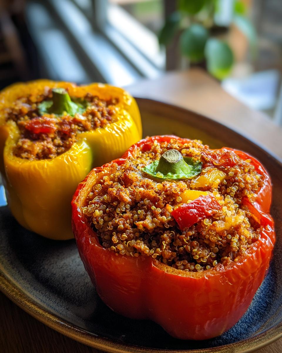ground turkey stuffed bell peppers healthy dinner - detail 1
