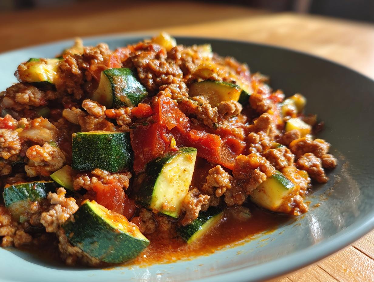 ground turkey zucchini skillet healthy dinner - detail 1