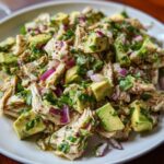 high protein chicken avocado salad creamy healthy