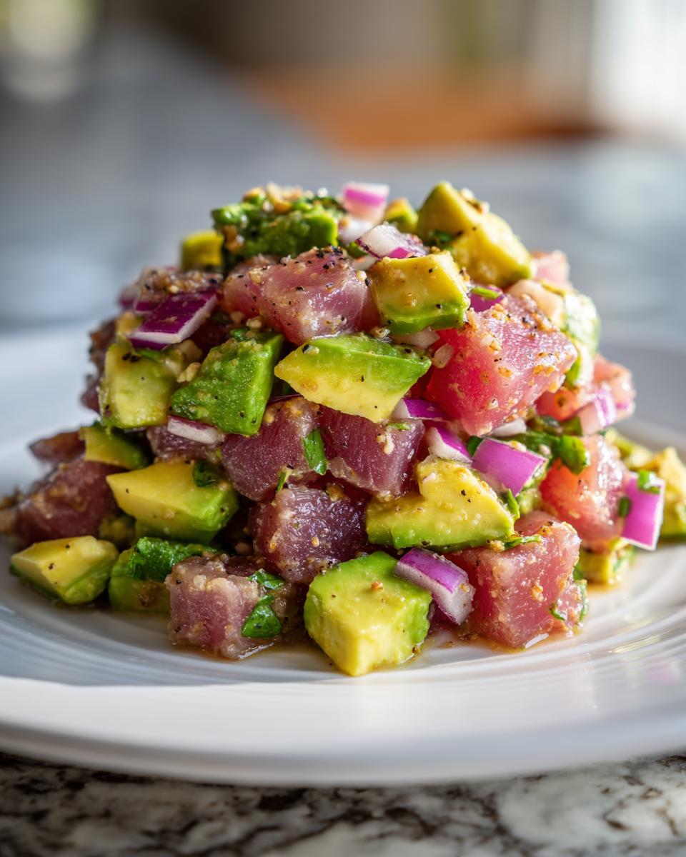 high protein tuna avocado salad healthy lunch - detail 1