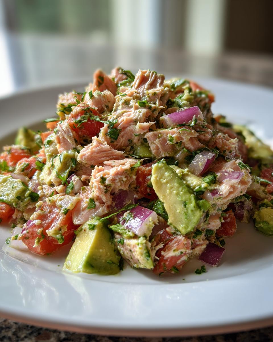 high protein tuna avocado salad healthy lunch - detail 2
