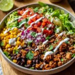 high protein turkey taco salad healthy bowl