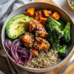 maple dijon chicken sweet potato bowl